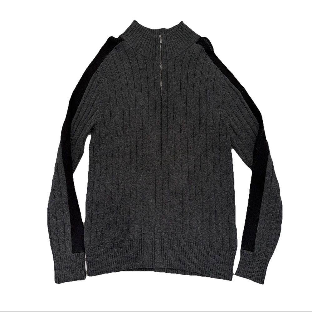 Calvin Klein Pullover Sweater Men's Size Large Grey 1/4 Quarter Zip  -Excellent